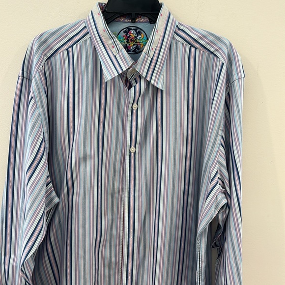 Robert Graham Beautiful Striped Button Down Shirt Size 2XL - Picture 9 of 13